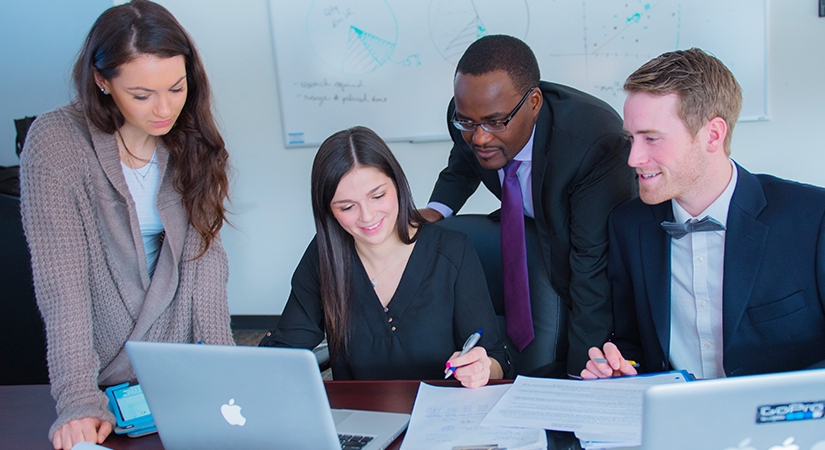 Students and faculty working together