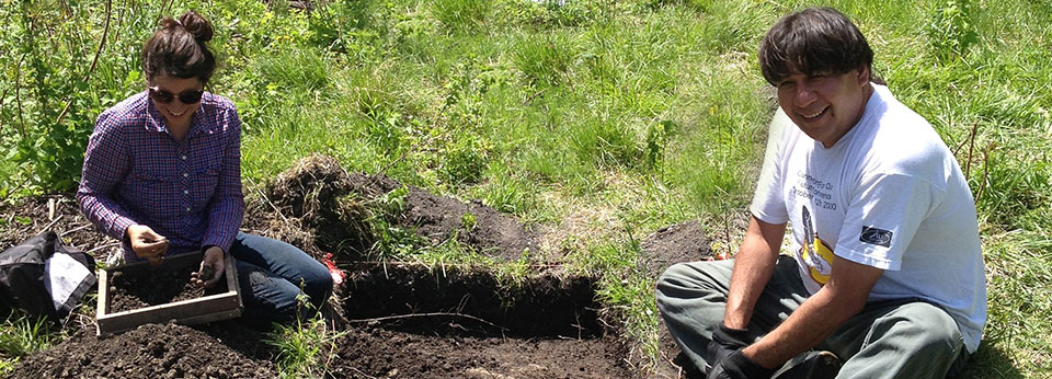 students digging
