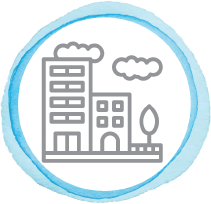 Buildings icon representative of community.