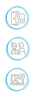 Connect with us on the phone, in person, or virtually.