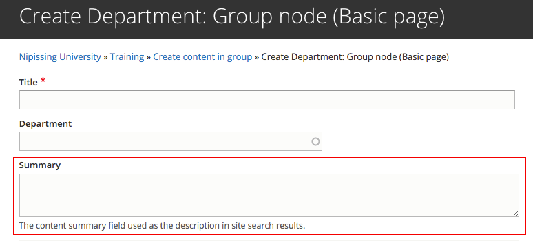 Create Page summary