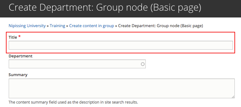 Create Page Title