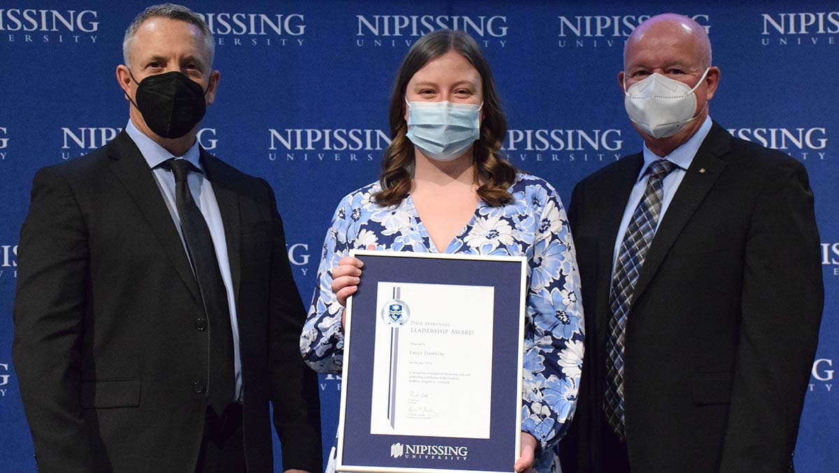 Emily Dawson with President and Chancellor