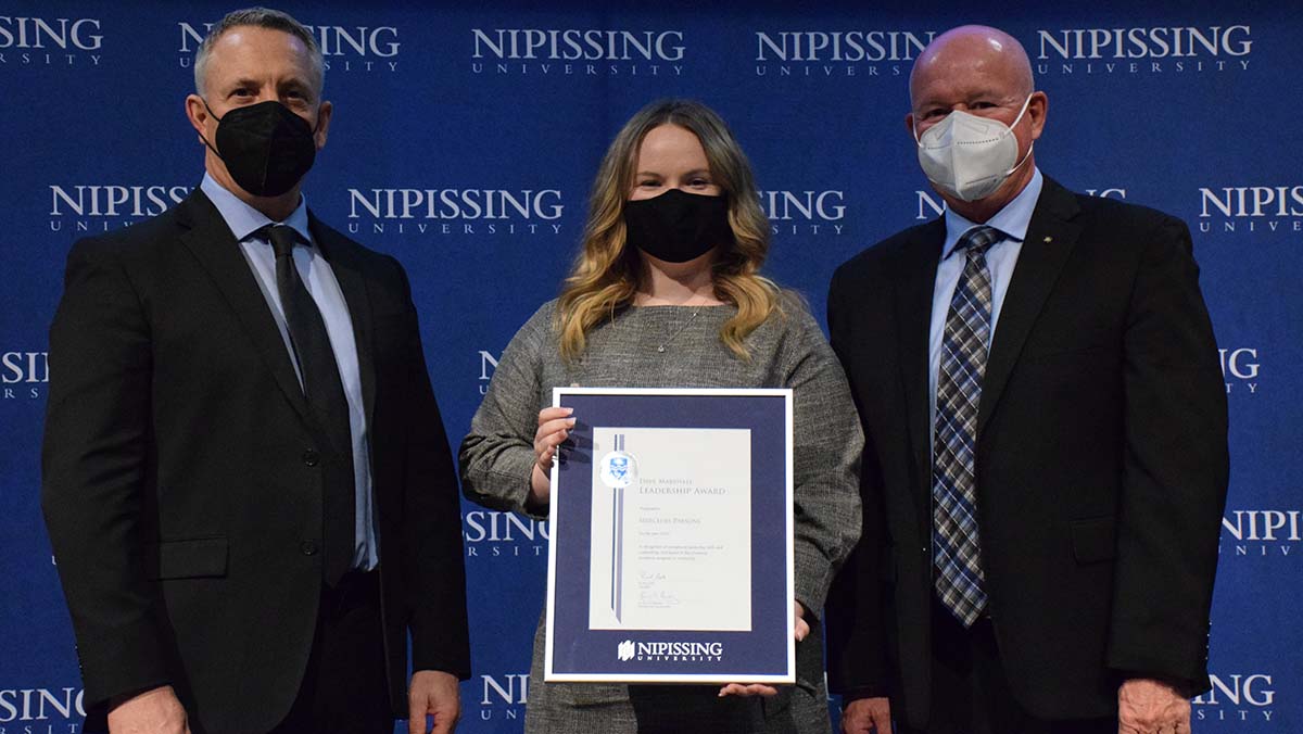 Mercedes Parsons with President and Chancellor