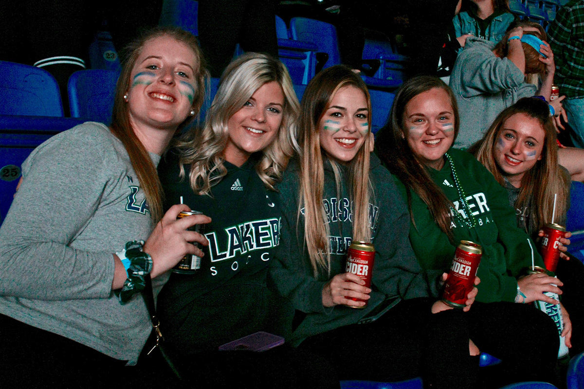 People in Hockey game stands