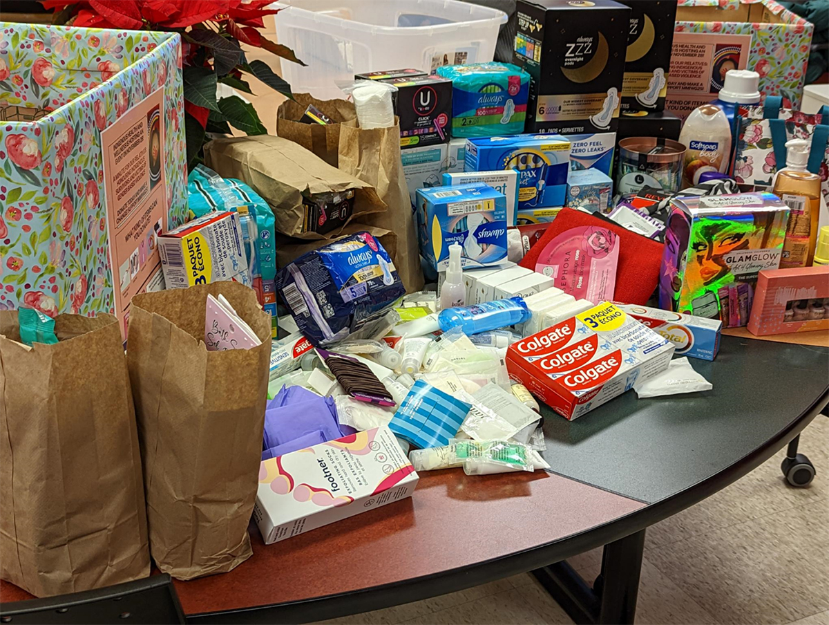 Putting theory into action: INDG 3106 Indigenous Health and Wellness students created an awareness-raising event and donation drive as part of the 16 Days of Activism Against Gender-Based Violence November 28, 2022.
