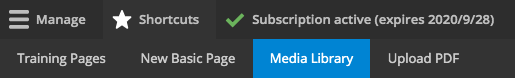 Admin shortcuts media library