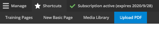 Admin Toolbar Upload PDF