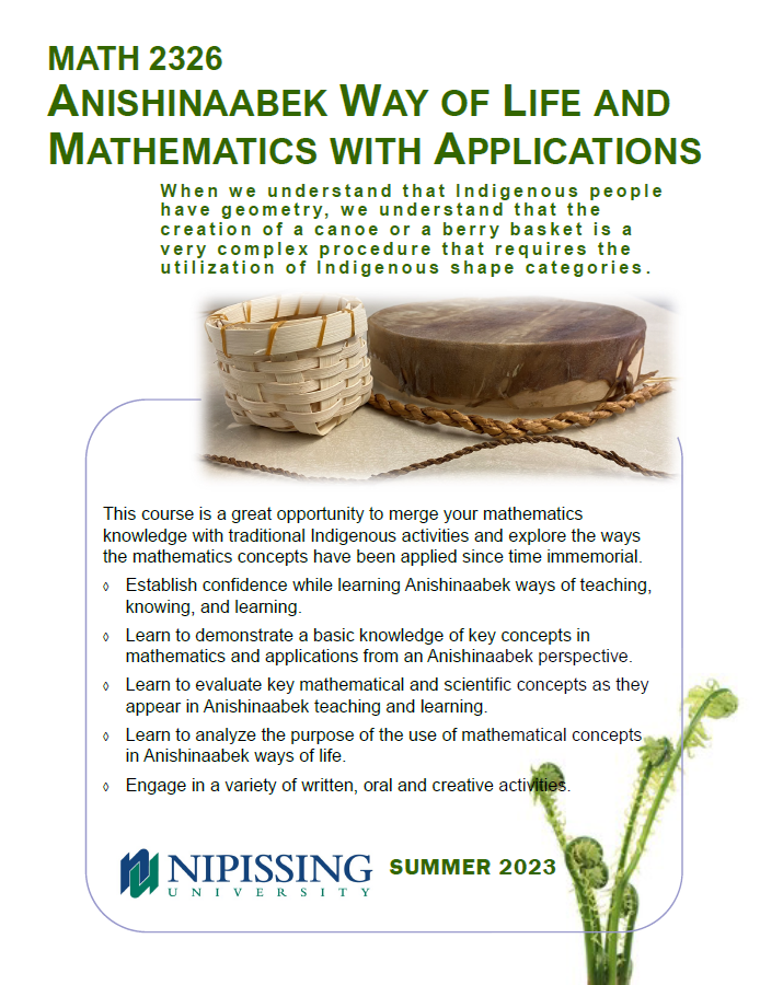 MATH 2326 Anishinaabek Way of Life and Mathematics with Applications
