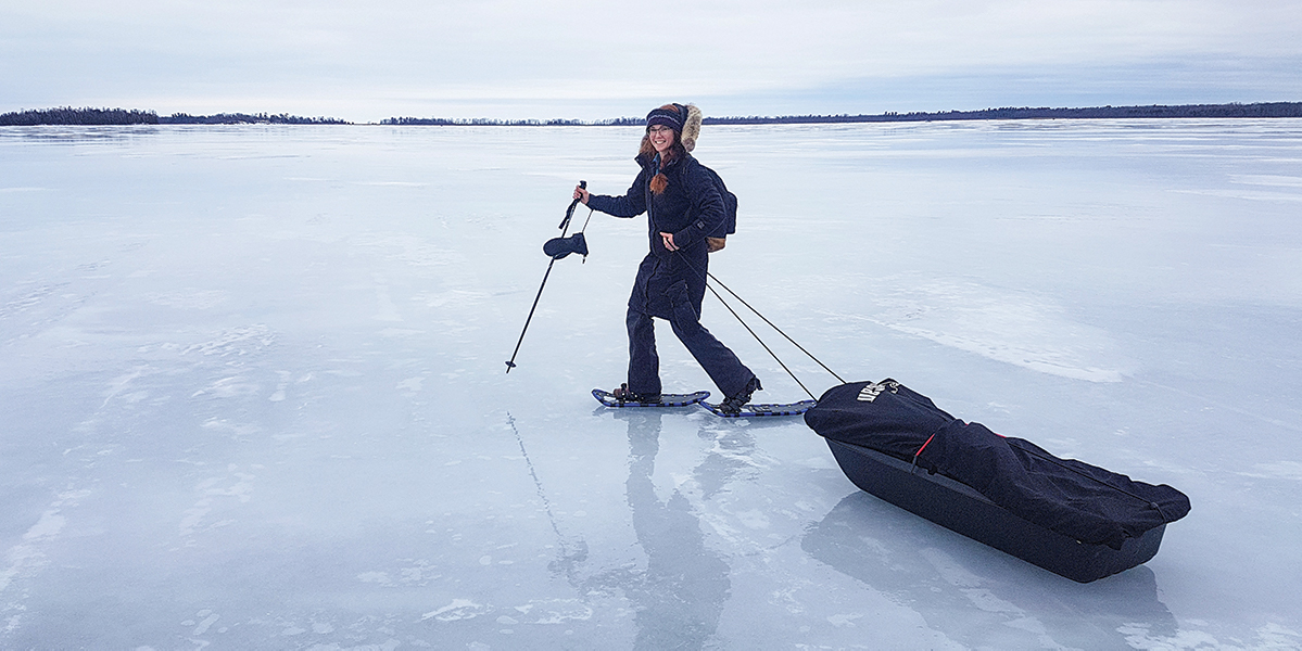 moving gear across frozen lake