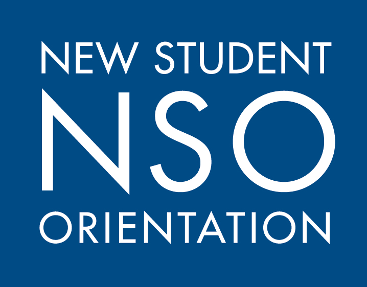New Student Orientation (NSO) written in white text on a navy background.