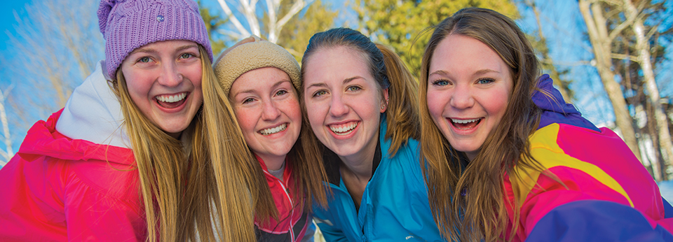 Students outside during winter