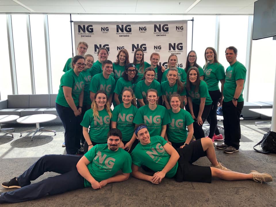Picture of a group of students in green shirts for nursing games