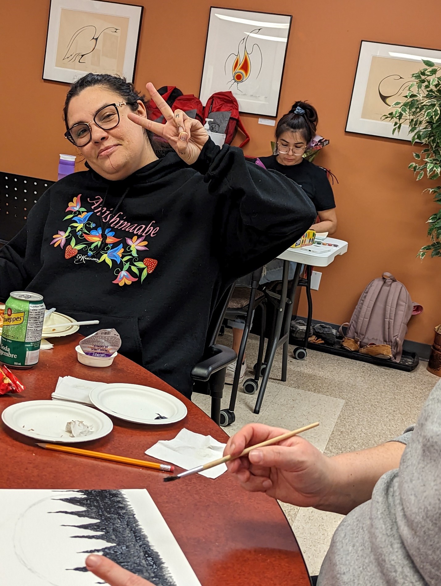 INDG 2907 Indigenous Philosophy – Bimaadsiwin: The class in the Winter 2023 semester created a storybook walk that has been on display in the Library. The students got together to create art that expresses different Indigenous values.