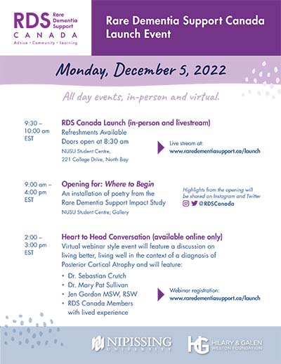 Rare Dementia Support Launch event poster