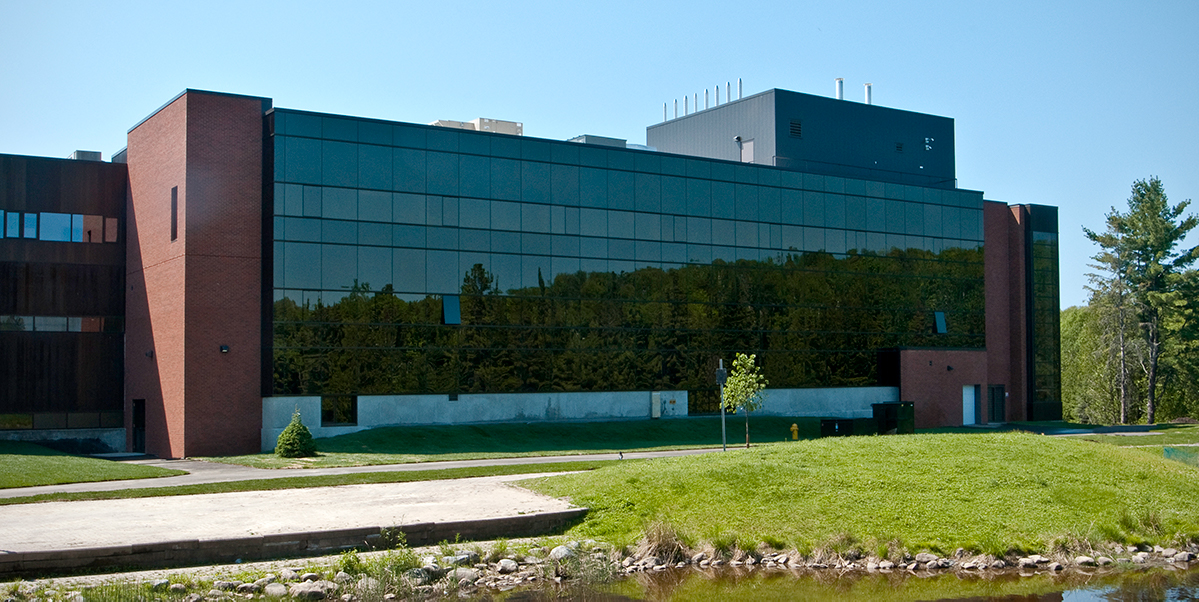 Research wing from pond