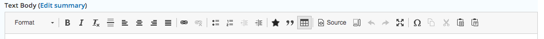 Text toolbar - table