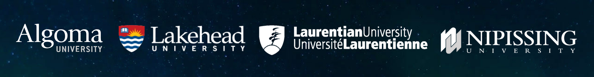 Logos for Algoma University, Lakehead University, Laurentian University, Nipissing University