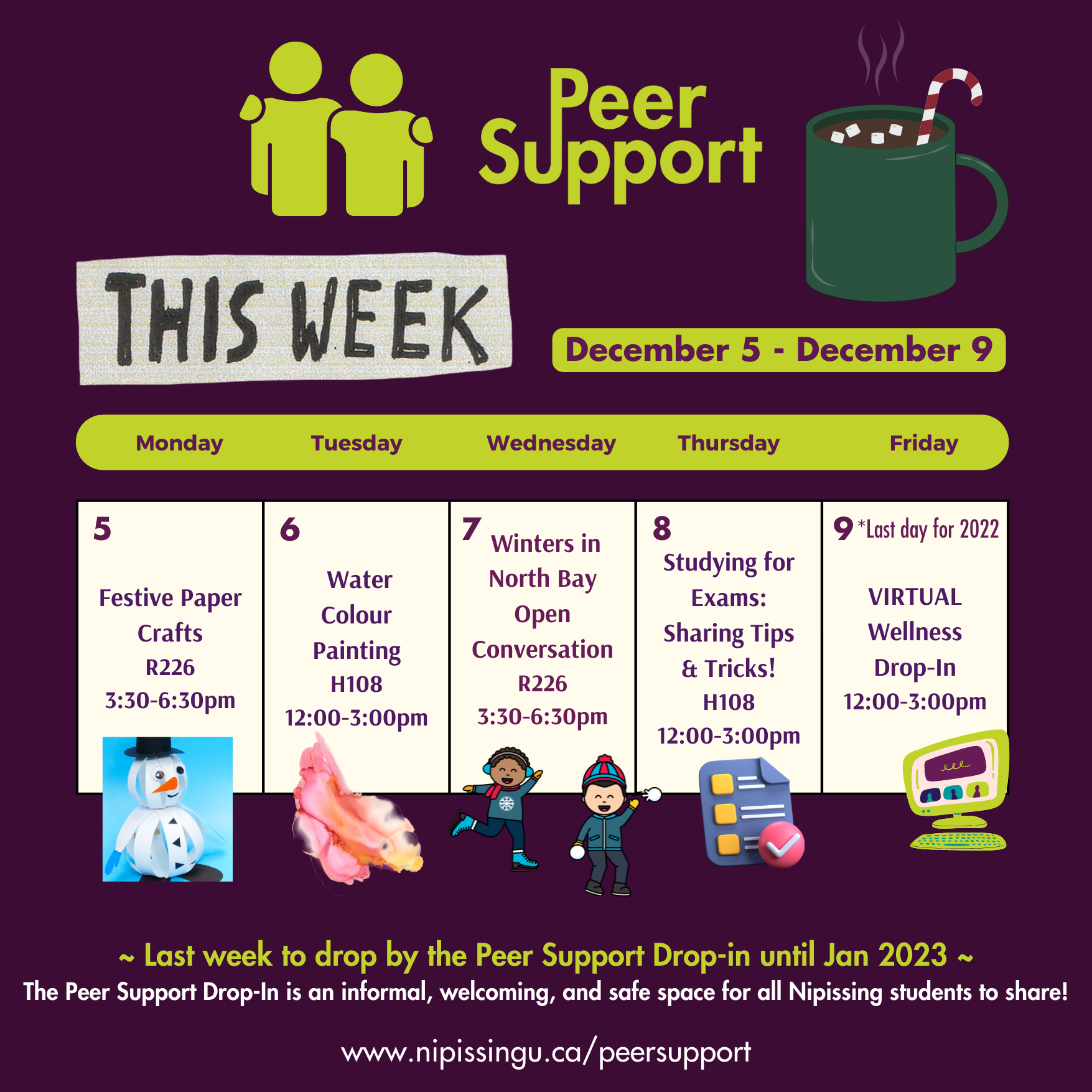 Peer Support Schedule - December 2022