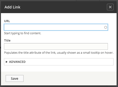 Add link dialogue box