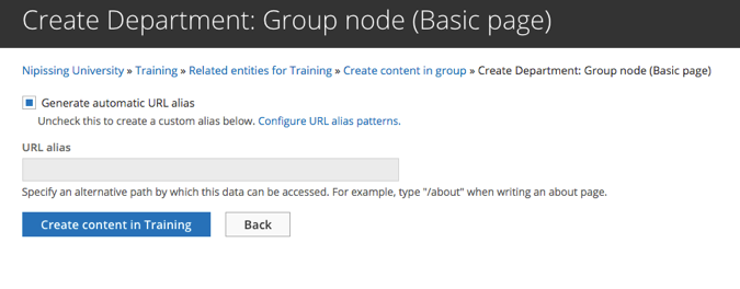 Create page in Group