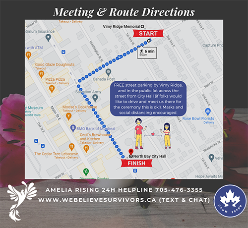 National Day of Remembrance and Action on Violence Against Women - Walk and Vigil map
