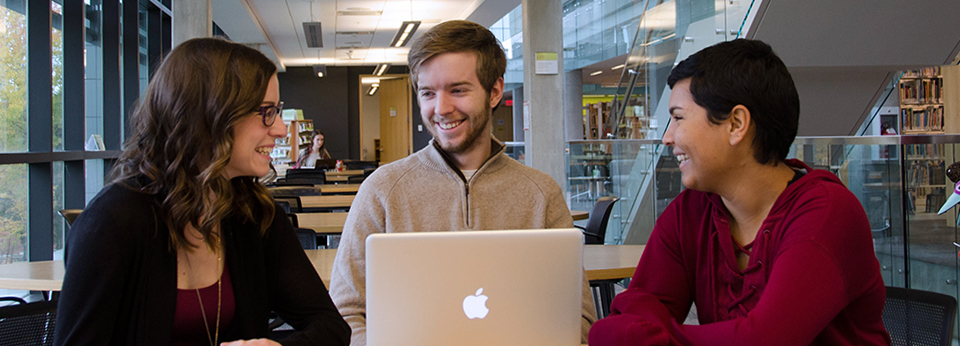 students working in the library