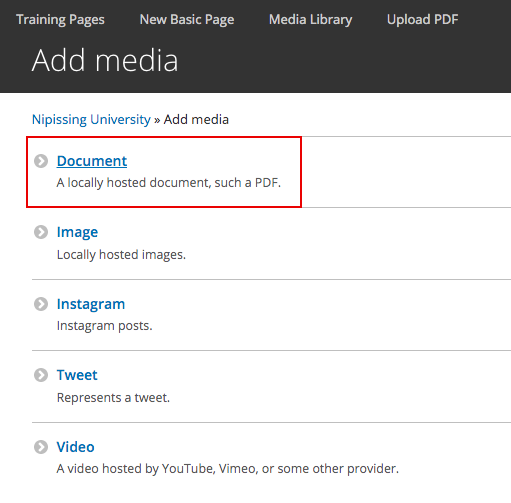 Media library add media document