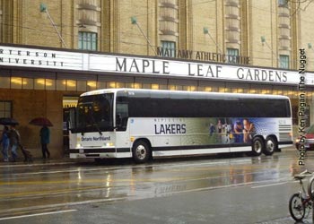 Lakers bus at Maple Leaf Gardens