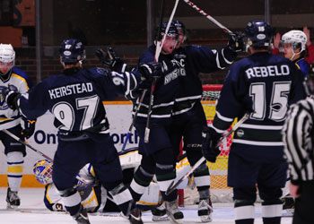 Men's Hockey Team celly HP