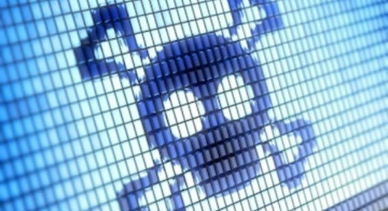 Photo of digital looking skull and crossbones