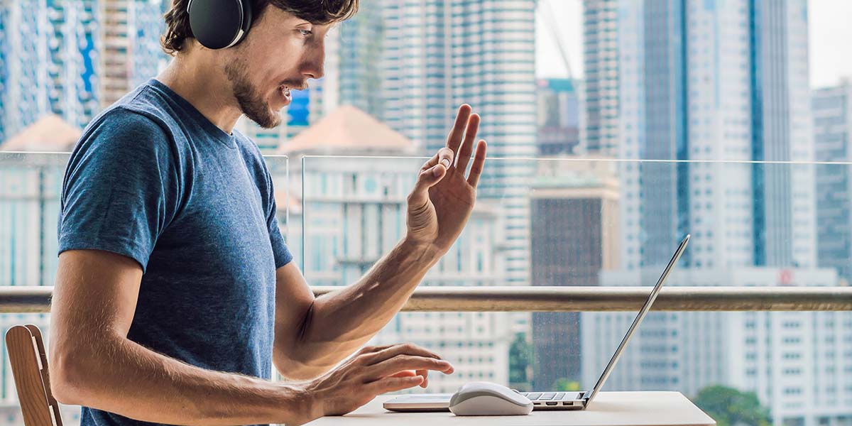 Male student at laptop