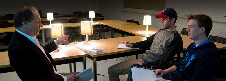 students and a professor in a philosophy class