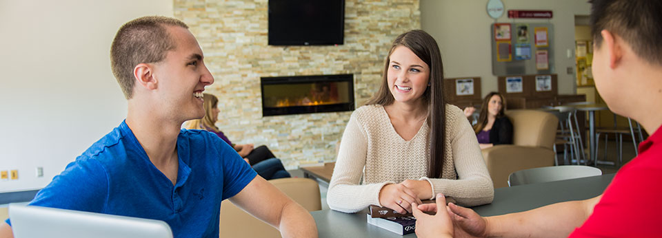 students in the cafeteria lounge