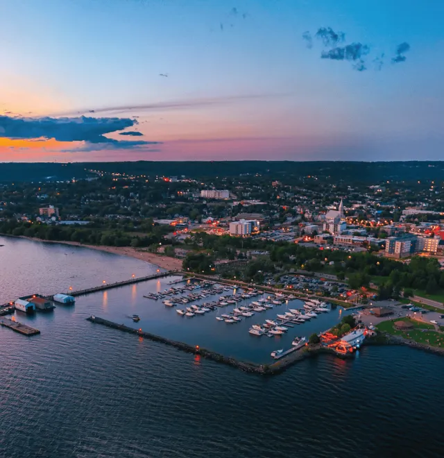 A top view of the waterfront in north bay
