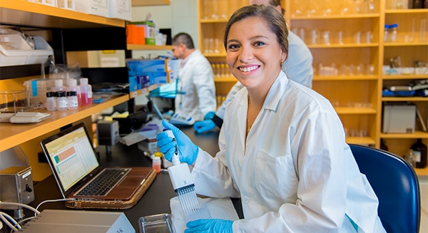 student in lab