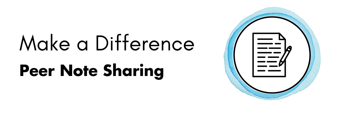 Make a Difference typed with Peer Note Sharing below. A note pad icon is displayed within a circle on the right..