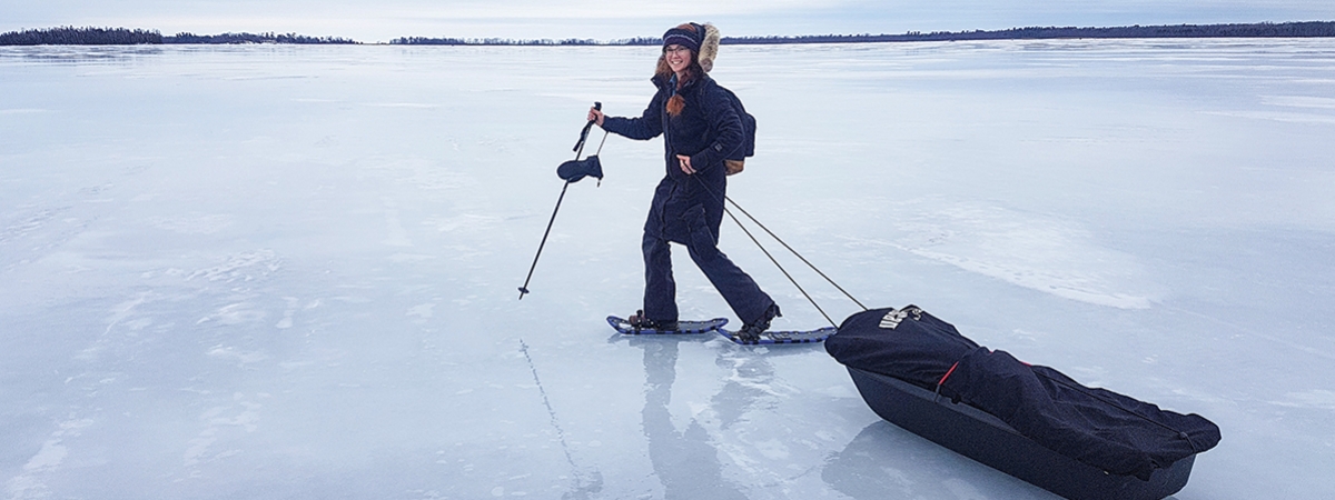 moving gear across frozen lake