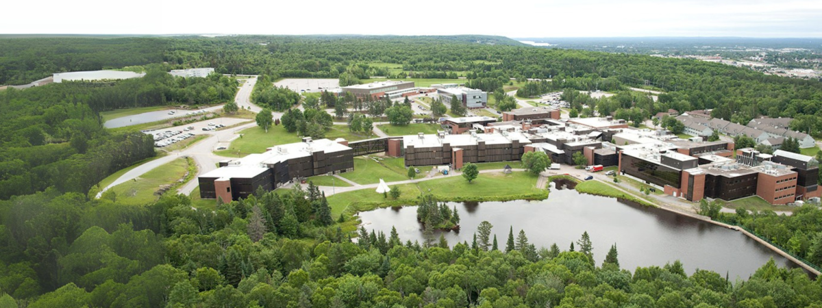 Nipissing University campus from a bird's eye view
