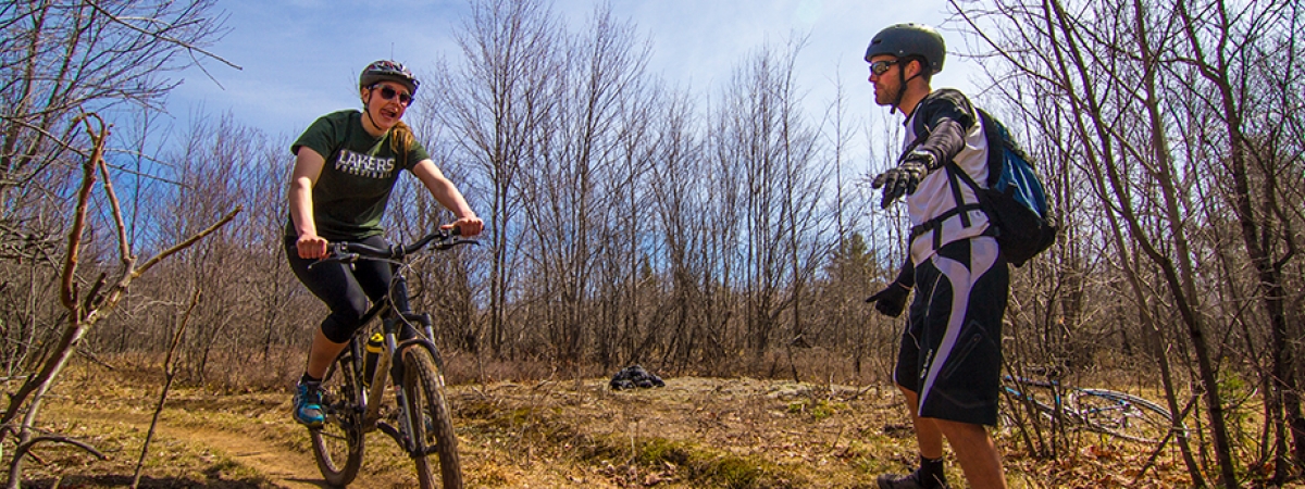 Over 20km of mountain biking, hiking, and groomed cross-country ski trails right on campus!