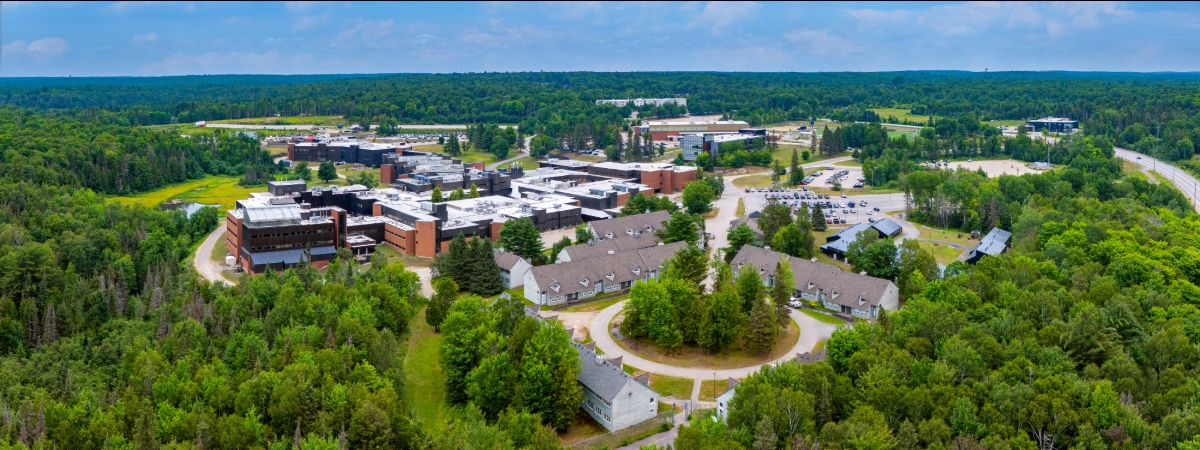 Aerial view of Nipissing University campus