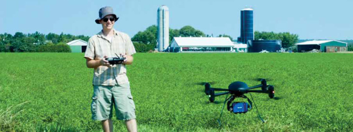 In the field with a drone