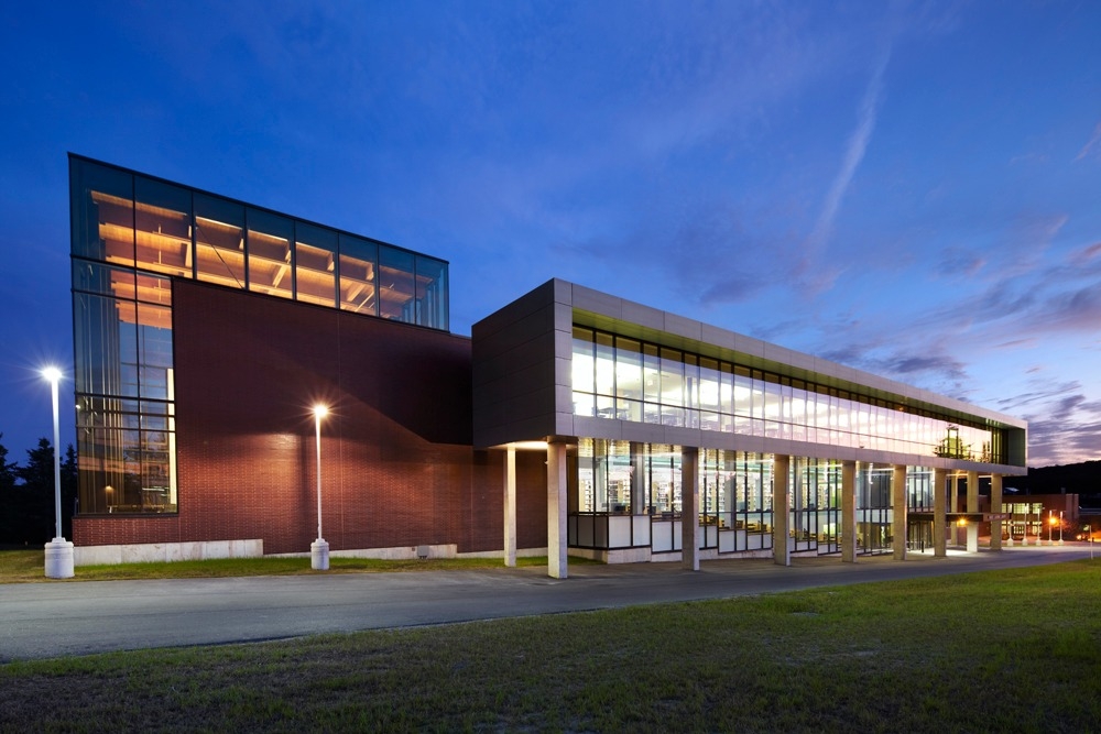 Harris Learning Library at night