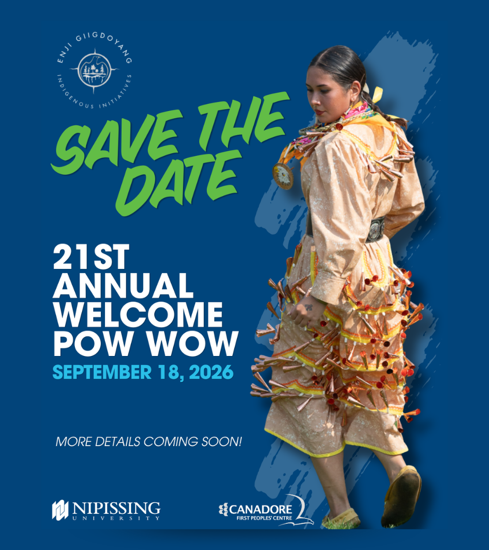Save the date poster for the 21st Annual Welcome Back Pow Wow