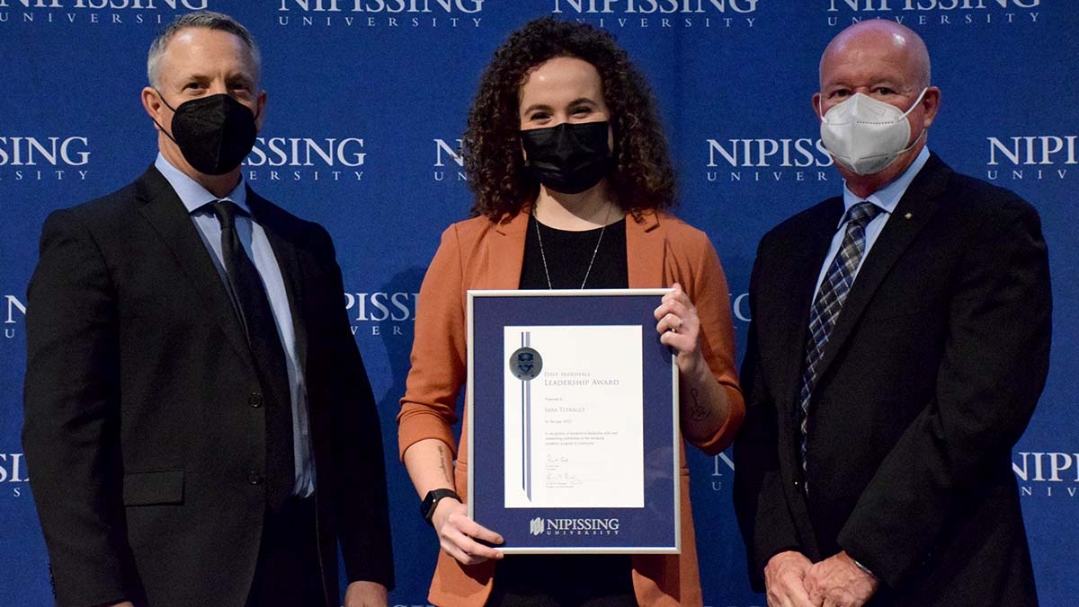 Sara Tetrault with President and Chancellor