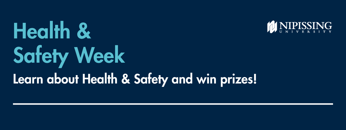 Health and Safety Week Banner. Text "Learn about Health & Safety and win prizes!"