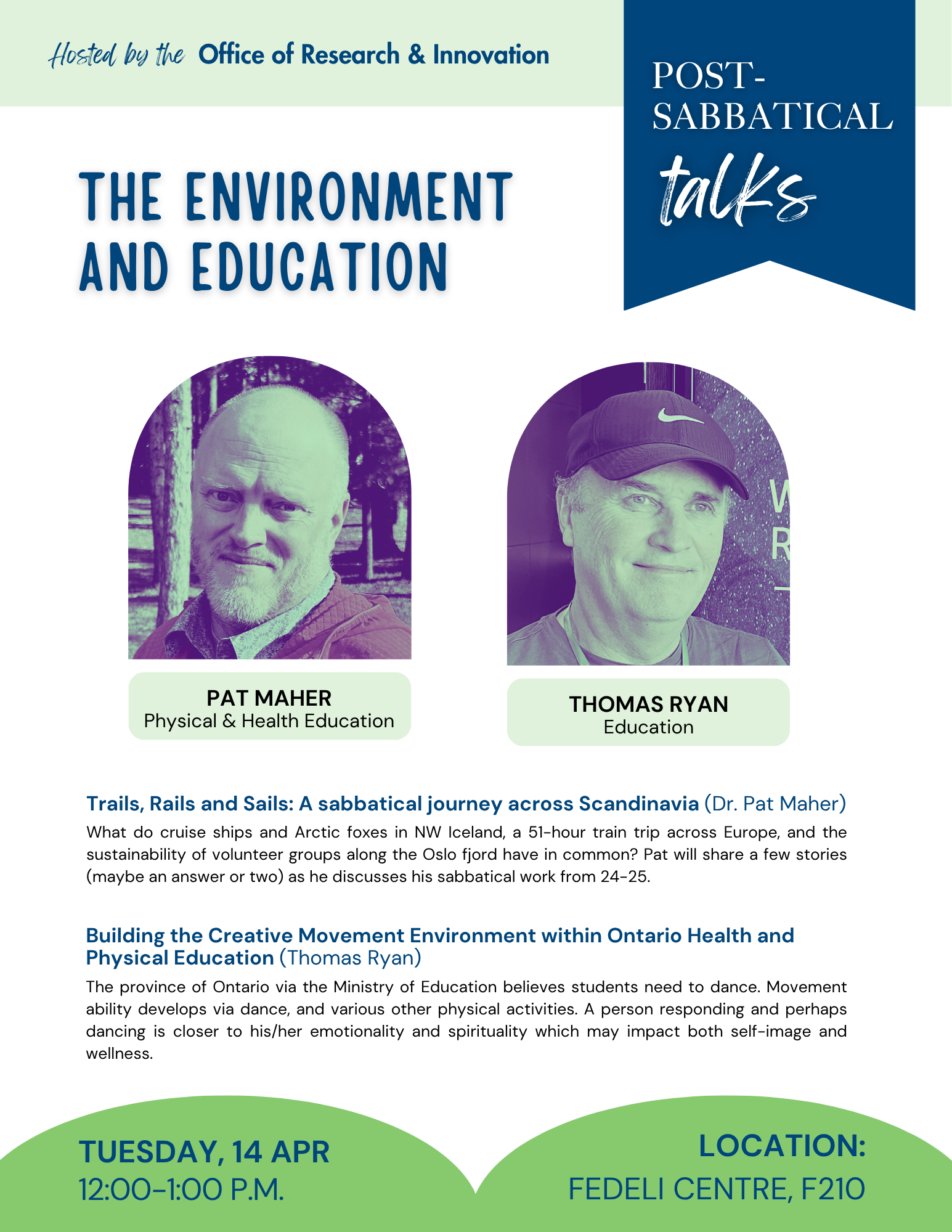 Post-Sabbatical Talks, April 14, 12 pm