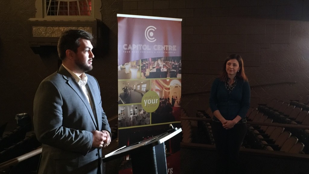 Photo of NUSU president, Jordan Andrews at the Capitol Centre