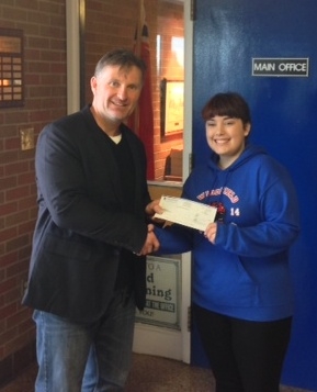 Photo of cheque handoff donation