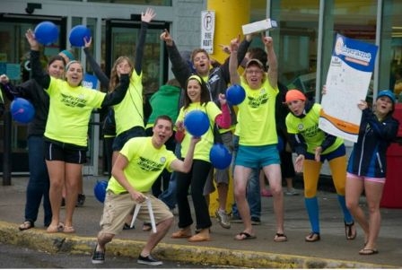 Photo of excited students participating in Shinerama